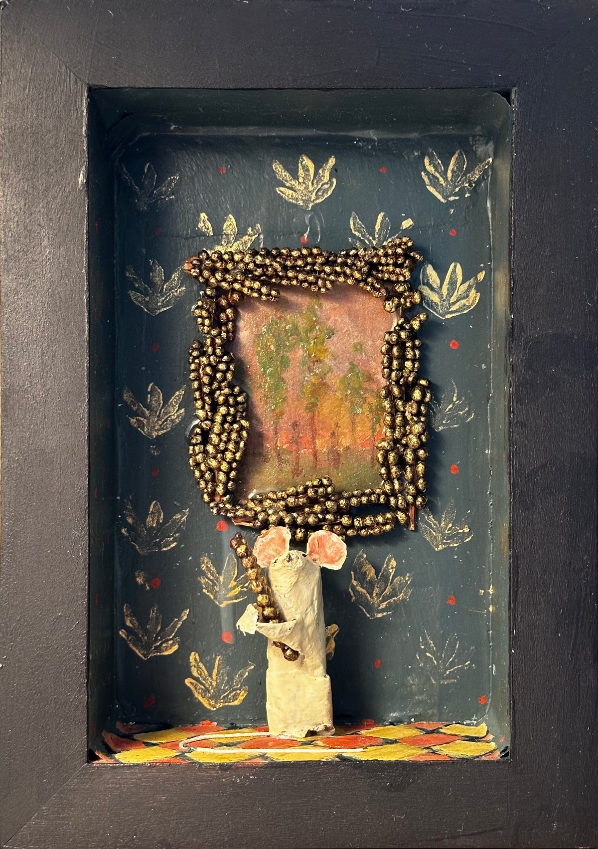 Mouse and painting with pink sky